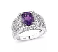 925 Sterling Silver Ring for Women Oval 9 * 7mm Natural Amethyst Hollow Wedding Ring Fine Jewelry