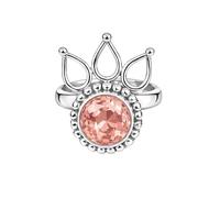 925 Sterling Silver Ring for Women Round Morganite Gemstone Boho Beaded Solitaire Handmade Jewelry Gift for Her R-11BA_L