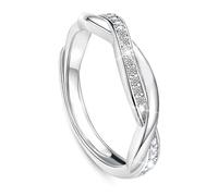 925 Sterling Silver Ring, Forever Linked Adjustable Crossover Thumb Silver Rings for Women Girls Cubic Zirconia Eternity Wedding Promise Ring, Gift for Christmas Mother's Day Valentine's Day