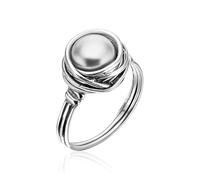 925 Sterling Silver Ring with Freshwater Pearl, Hypoallergenic, Nickel Free, Lead Free, Handmade Designer Collection, Elegant Statement Jewelry, Sterling Silver, Grey Pearl