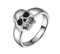 925 Sterling Silver Rings for Men; Gothic Rings for Men Size M 1/2 to W 1/2 Polished Skull Ring Wide 13mm