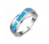 925 Sterling Silver Rings For Women And Men Blue Fire Opal Wedding Engagement Band Ring Jewelry