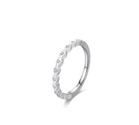 925 Sterling Silver Rings for Women, Engagement Ring Ripple Design with Zircon Round Shape Silver Trendy Comfort Fit Size N 1/2