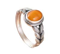 925 Sterling Silver Rings For Women Oval Amber Open Adjustable Ring Wheat Weave Woven Wire Twisted Rope Cable Band Vintage Jewelry Gifts For Women Girls