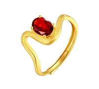 925 Sterling Silver Rings Natural Ruby/Topaz/Citrine/Peridot/Amethyst Ring 14K Gold Plated 925 Sterling Silver Wave Ring For Women Bridal Wedding Band Beach Jewellery| Mothers Day Gift Ruby-Gold Pla