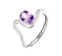 925 Sterling Silver Rings Natural Ruby/Topaz/Citrine/Peridot/Amethyst Ring 14K Gold Plated 925 Sterling Silver Wave Ring For Women Bridal Wedding Band Beach Jewellery| Mothers Day Gift Amethyst