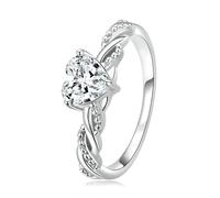 925 Sterling Silver Romantic Love Ring For Women Fine Jewelry Shining Heart Stone Ring For Girl Wedding Bridal Gift
