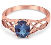 925 Sterling Silver Rose Gold Plated Oval Cut Alexandrite Ring, June Birthstone, Colour Changing Gemstone Ring for Women (K)