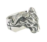 925 Sterling Silver Satan Argali Ring Punk Jewellery TA272A UK Size N½~Z5
