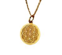 925 Sterling Silver Seed of Life Pendant Necklace Gold |LK_NLC_01313 | plated round sacred geometry symbol pendant with 18 inch cable chain 24mm spiritual meditation jewelry
