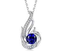 925 Sterling Silver September Birthstone Created Blue Sapphire Necklace for Women Birthday Anniversary Jewellery Gifts for Women Girls, Adjustable Chain