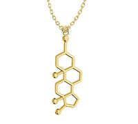 925 Sterling Silver Serotonin Necklace For Women And Men, 3D Adrenaline Caffeine Dopamine Molecule Science Biology Chemical Charm Pendant Chemistry