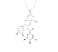 925 Sterling Silver Serotonin Necklace For Women And Men, 3D Adrenaline Caffeine Dopamine Molecule Science Biology Chemical Charm Pendant Chemistry
