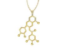 925 Sterling Silver Serotonin Necklace For Women And Men, 3D Adrenaline Caffeine Dopamine Molecule Science Biology Chemical Charm Pendant Chemistry