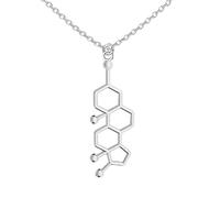 925 Sterling Silver Serotonin Necklace For Women And Men, 3D Adrenaline Caffeine Dopamine Molecule Science Biology Chemical Charm Pendant Chemistry