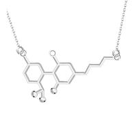 925 Sterling Silver Serotonin Necklace For Women And Men, 3D Beer Trinitrotolu Vitamin C Cocaine Water DMT Molecule Science Biology Chemical Charm Pendant Chemistry