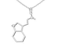 925 Sterling Silver Serotonin Necklace For Women And Men, 3D Beer Trinitrotolu Vitamin C Cocaine Water DMT Molecule Science Biology Chemical Charm Pendant Chemistry