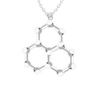 925 Sterling Silver Serotonin Necklace For Women And Men, 3D Beer Trinitrotolu Vitamin C Cocaine Water DMT Molecule Science Biology Chemical Charm Pendant Chemistry