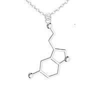 925 Sterling Silver Serotonin Necklace For Women And Men, 3D Beer Trinitrotolu Vitamin C Cocaine Water DMT Molecule Science Biology Chemical Charm Pendant Chemistry
