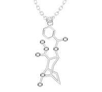 925 Sterling Silver Serotonin Necklace For Women And Men, 3D Beer Trinitrotolu Vitamin C Cocaine Water DMT Molecule Science Biology Chemical Charm Pendant Chemistry