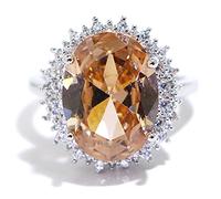 925 Sterling Silver Shiny Full Diamond Gemstone Ring Cubic Zirconia Rings CZ Diamond Champagne Ring Eternity Engagement Wedding Band Ring for Women (US Code 7)