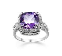 925 Sterling Silver Shiny Full Diamond Gemstone Ring Natural Purple ring Round Cut Promise RingsClassical Eternity Eternity Engagement Wedding Band Ring for Women
