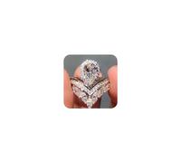 925 Sterling Silver Shiny Full Diamond Ring Crown Drop Pear Shaped Ring White Gold Horse Eye Engagement Ring for Women Engagement Wedding Anniversary Ring Size 8