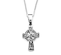 925 Sterling Silver Small Infinity CELTIC Gaelic Cross Pendant on 18" Silver Curb Chain