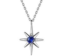 925 Sterling Silver Small Tiny North Star September Birthstone Pendant Necklace, Dainty Celestial Polaris Starburst Necklace for Women Girls