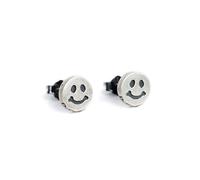 925 Sterling Silver Smiley Face Stud Earrings (Single)