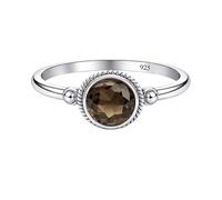 925 Sterling Silver Smoky Quartz Gemstone Ring Simple Elegant Everyday Handmade Jewelry R-1928AO_V