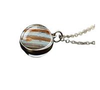 925 Sterling Silver Solar System Necklace Galaxy Glass Pendant 41-50cm Chain Unisex Space Planet Jewelry