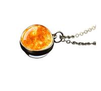 925 Sterling Silver Solar System Necklace Galaxy Glass Pendant 41-50cm Chain Unisex Space Planet Jewelry