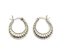925 Sterling Silver Solid CREOLE Sleeper Bamboo HOOP Earrings 20 mm Diameter