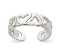 925 Sterling Silver Solid Polished Laser Etched Love Heart toe ring 5mm Wide-toe ring for Women