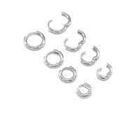 925 Sterling Silver Solid Small Hinged Sleeper Hoop Earrings 1.5, 2, 3 mm Thick Options (2 mm thick hoops, 14 mm diameter)