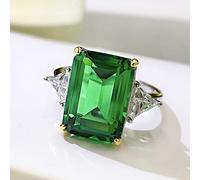 925 Sterling Silver Sparkling 10 * 14mm Emerald Cut Green Wedding Ring For Women Carbon Diamond Jewelry Gifts