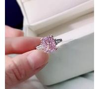 925 Sterling Silver Sparkling 2 Carat Square Pink Carbon Diamond Wedding Rings For Women Jewelry Gift