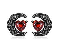 925 Sterling Silver Sparkling Heart Round Princess Cut Birthstone Stud Earrings