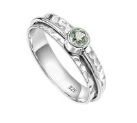925 Sterling Silver Spinner Ring for Anxiety Hammered Meditation Green Amethyst Gemstone Men And Women Ring for Handmade Jewelry R-20AH_O 1/2