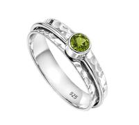 925 Sterling Silver Spinner Ring for Anxiety Hammered Meditation Peridot Gemstone Men And Women Ring for Handmade Jewelry R-20AG_X 1/2