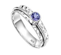 925 Sterling Silver Spinner Ring for Anxiety Hammered Meditation Tanzanite Gemstone Men And Women Ring for Handmade Jewelry R-20AN_Z
