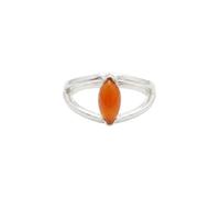 925 Sterling Silver, Split Band, Natural Stone, 3.7g Cabochon Gemstone Ring, Labardorite, Turquoise and Other (Carnelian, US- 4/UK- H)