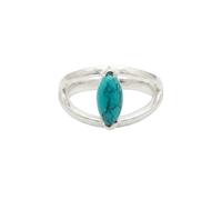 925 Sterling Silver, Split Band, Natural Stone, 3.7g Cabochon Gemstone Ring, Labardorite, Turquoise and Other (Turquoise, US- 7/UK- N)