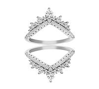 925 Sterling Silver Stack Wedding Band Engagement Anniversary Ring Enhancer for Women and Girls White Gold Plated (size 7)