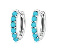 925 Sterling Silver Stackable Blue Turquoise Ear Buckles For Female Fashion Modern Hoop Earrings For Women Fine Jewelry