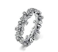 925 Sterling Silver Stacked Daisy Flower Finger Ring Floral Ring For Women Gift Romantic Retro Style Fine Jewelry