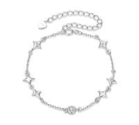 925 Sterling Silver Starry Bracelet Chain Adjustable Bezel Cz Link Chain Original For Women Dazzling Jewelry Summer Gift