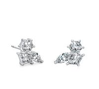925 Sterling Silver Stud Earrings for Women, Cz Earrings Geometric with Cubic Zirconia Irregular Shape Silver Ear Cartilage Tragus Piercing Elegant Jewelry