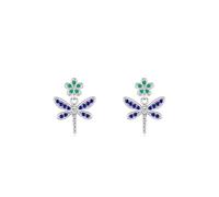 925 Sterling Silver Stud Earrings for Women, Small Cubic Zirconia Earrings Flower Dragonfly Cz Round Shape Silver Cartilage Tragus Piercing